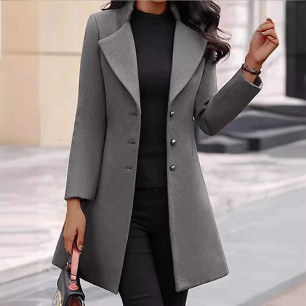 Winter 2025 Women's New Jackets Women Slim Mid-Long Wool Coat Korean Style Elegant Woolen Outerwear for European Market C260921