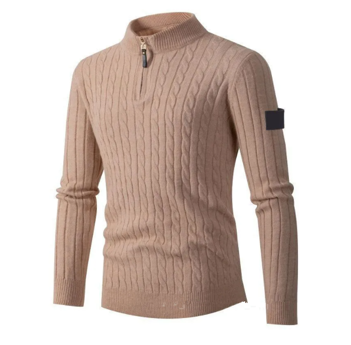 Autumn winter new Men's Sweaters long-sleeved twist half-high collar zipper Knitted sweater Jumpers Mens Casual base clothes