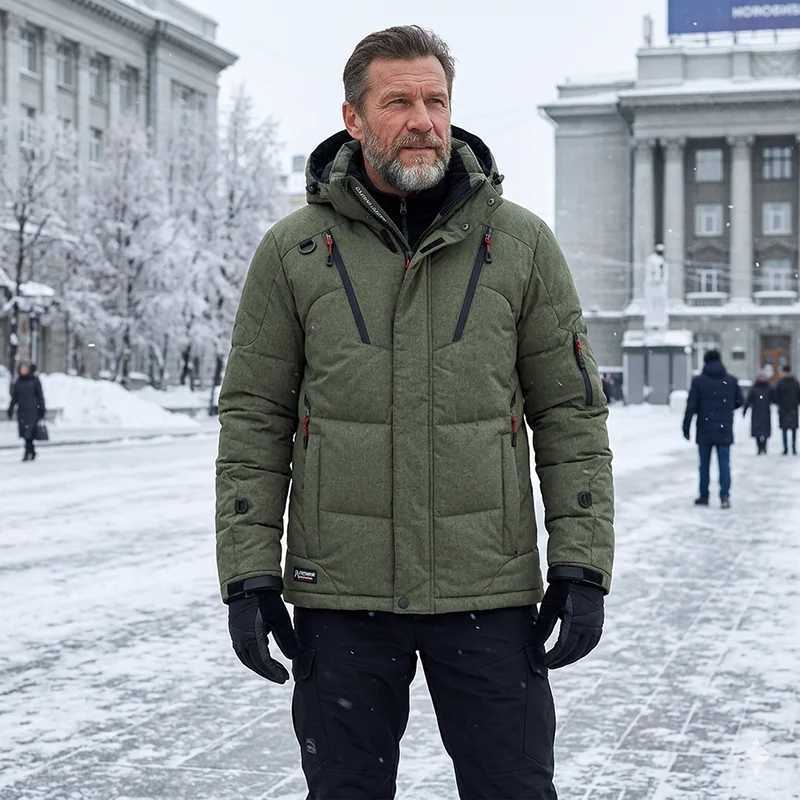 -20C Winter Down Jacket Men Thick Warm White Duck Down Parkas Hooded Waterproof Outdoor Snow Coat Plus Size Men's Clothing Q260921