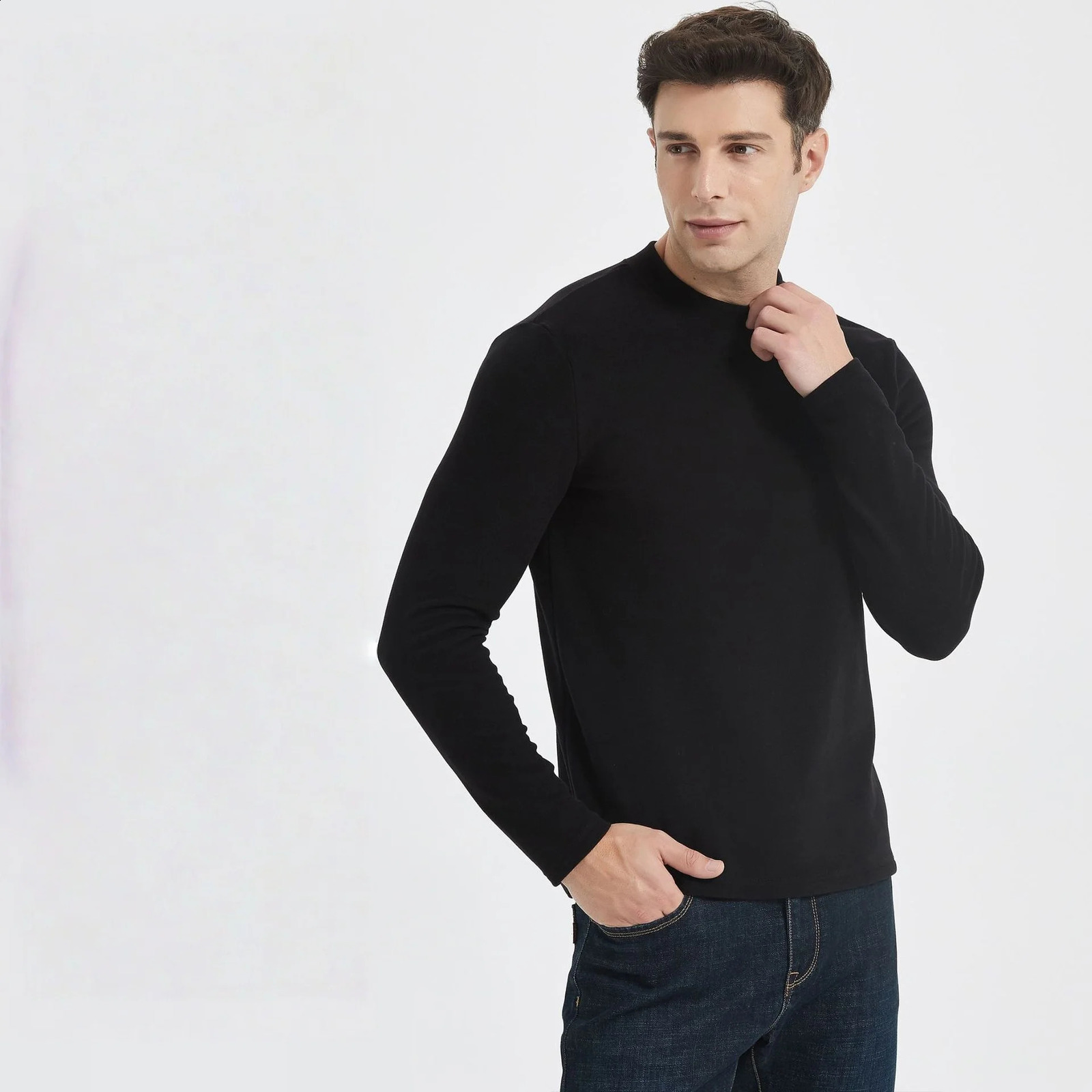 Autumn Winter Men's High Neck T-shirt Male Slim Fit Fashion High Elastic Long Sleeve Casual Breathable Apparel Pullover260921
