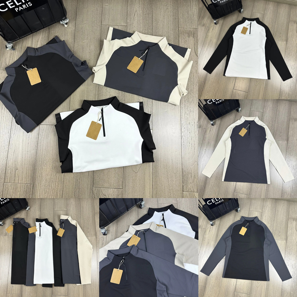 Designer Men's Long-sleeved Outdoor Sport Casual Collection Jacket Cycling Coat Patched Pullover Half-zip Long-sleeved T-shirt
