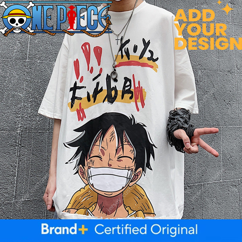 New One Piece series summer Korean-style ins hip-hop cartoon print loose-fit short-sleeve trendy T-shirt for men
