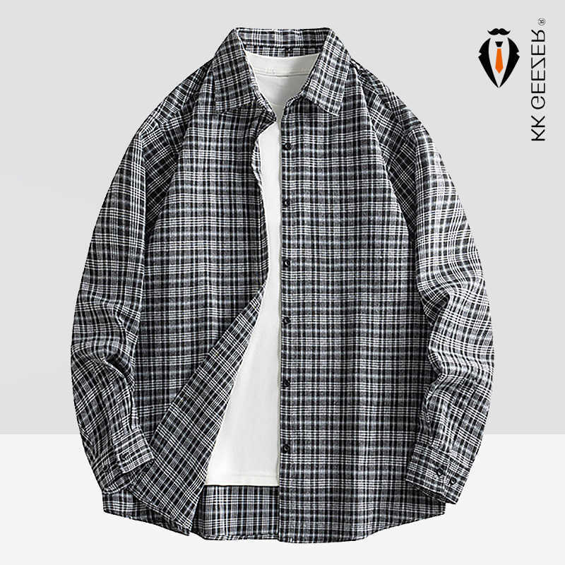 Shirt Men's Men Casual Shirts Plaid Flannel Retro Long Sleeve Oversized Loose Cotton Casual Male Youth Design Soft Fall Black Formal Dress Shir