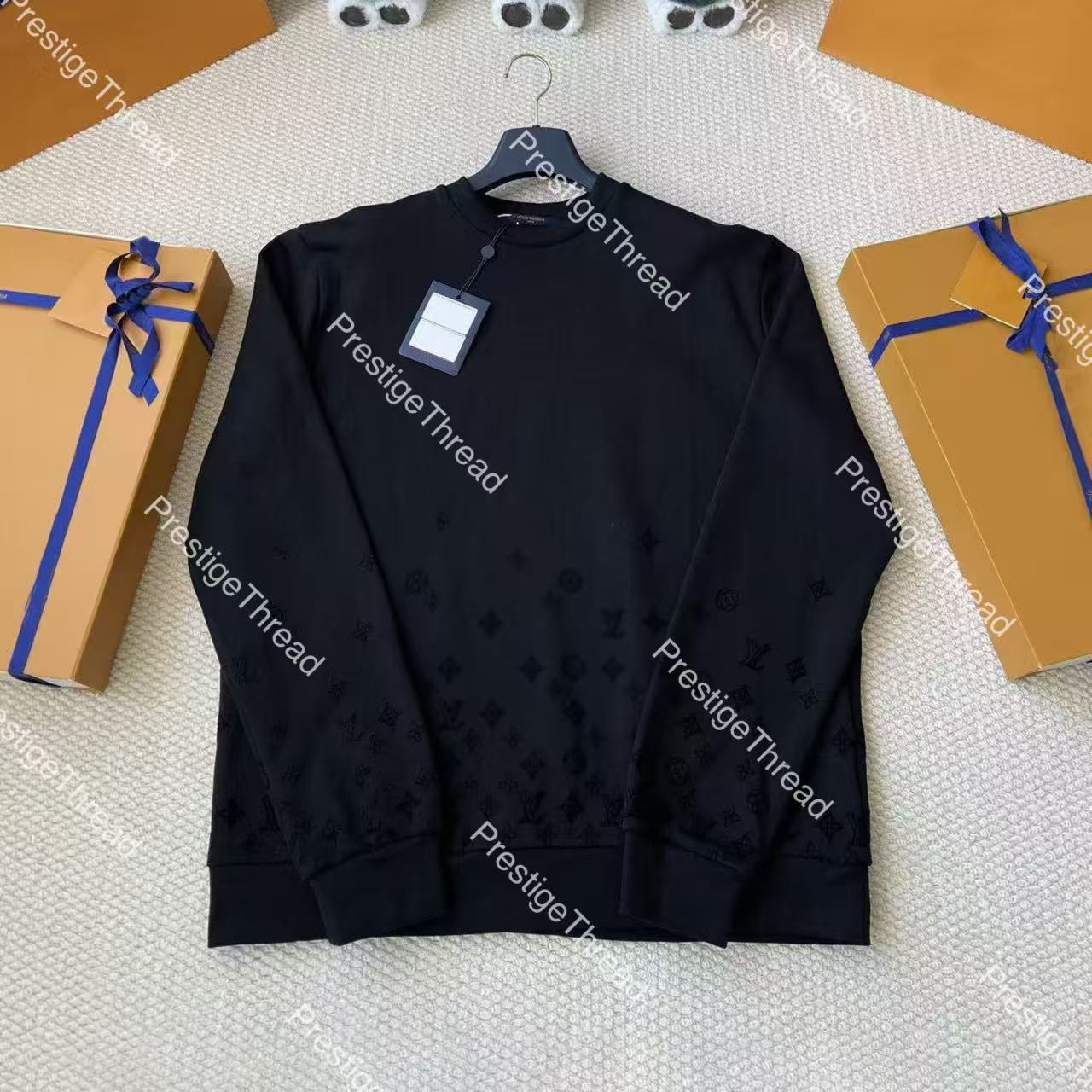 26 New Designer Men's Hoodies & Sweatshirts Sweater Gradient Dark Pattern Letter Jacquard Plush Print Crewneck Sweatshirt