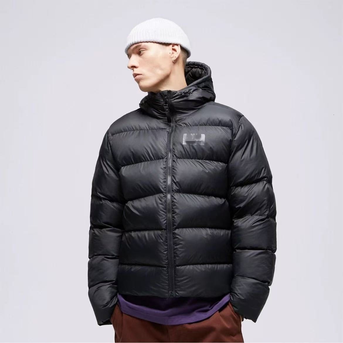 helly hanson jacket cotton jacket Men Hooded Puffer Jacket Horizontal Quilted Full Zip Water Resistant Windproof Warm Padded Coat Outdoor Casual Win