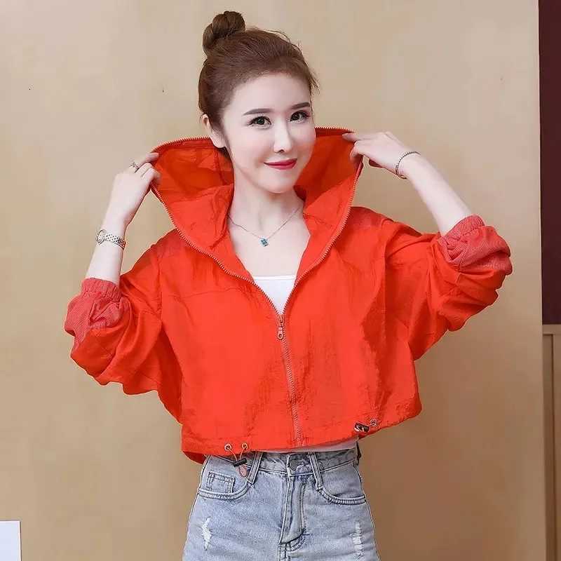 Women's Jackets Women's Jacket 2025 New Summer Sun Protection Thin Coat Zipper Hooded Loose Windbreaker Jackets Famale Basic Coats Outwear