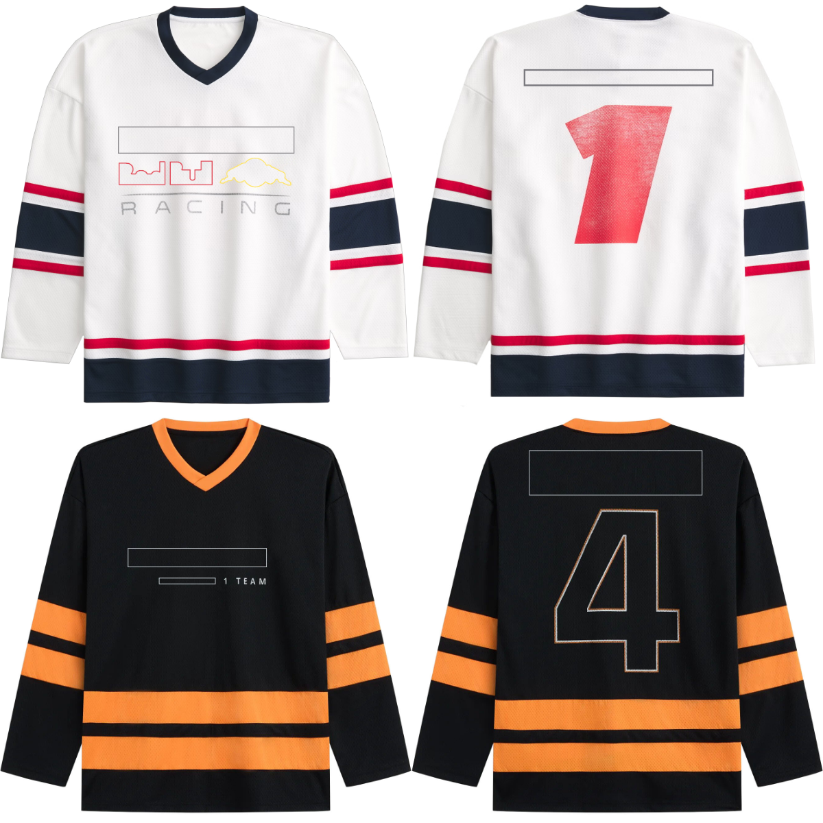 2026 F1 Team Co-branded Long Sleeve T-shirt Formula 1 Racing Logo Car Fans Jersey Men's Loose Printing Pattern V-neck T-shirts