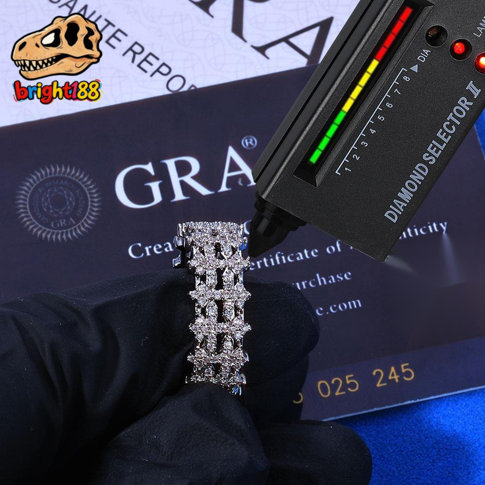 New Arrival 8mm Double Row Cross Ring 925 Silver White VVS Moissanite Iced Bling Design Women's Fine Jewelry
