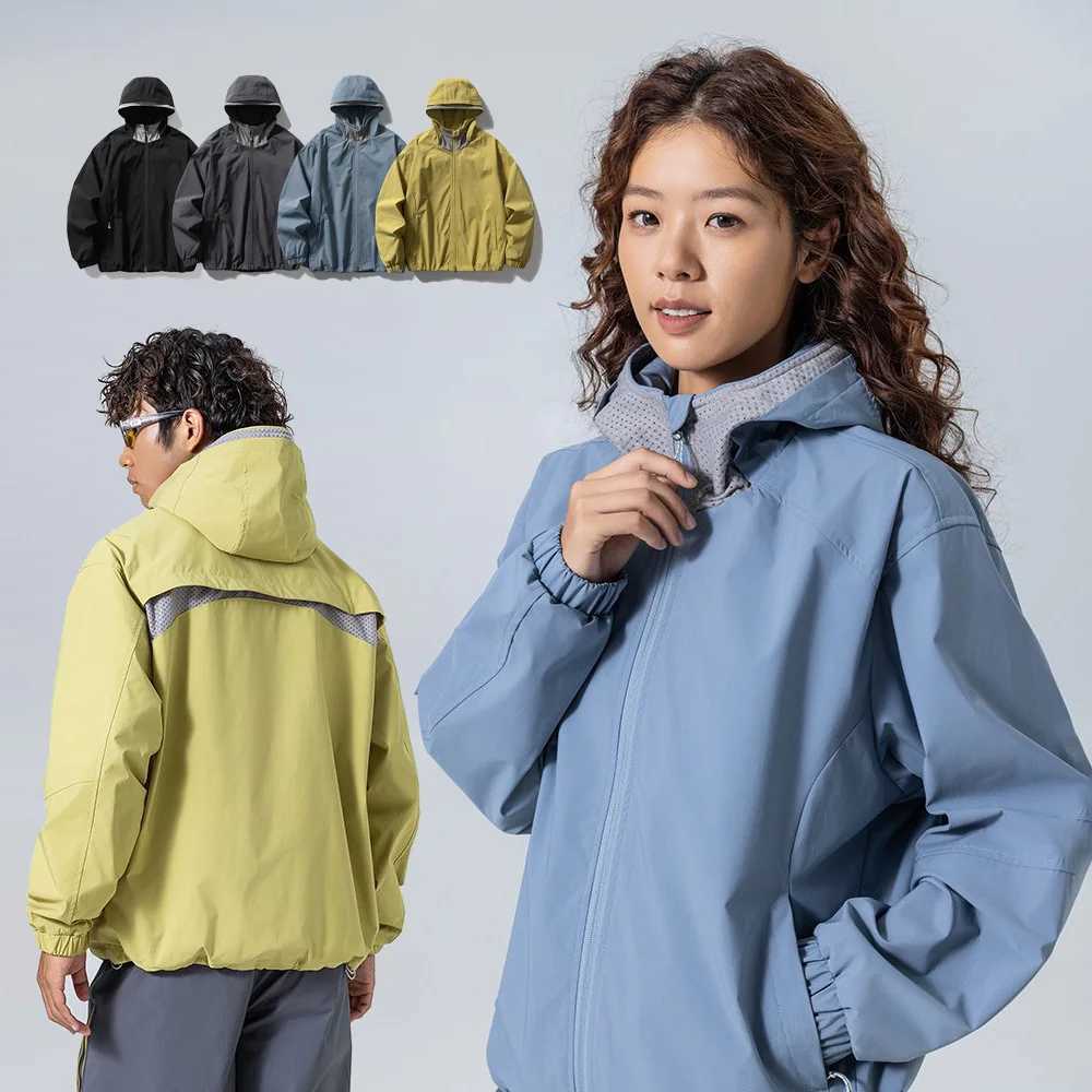 Women's Jackets Women Outdoor Hiking Waterproof Loose Casual Sport Hooded Jacket Women Spring Autumn Travel City Walk Streetwear Track Jacket C