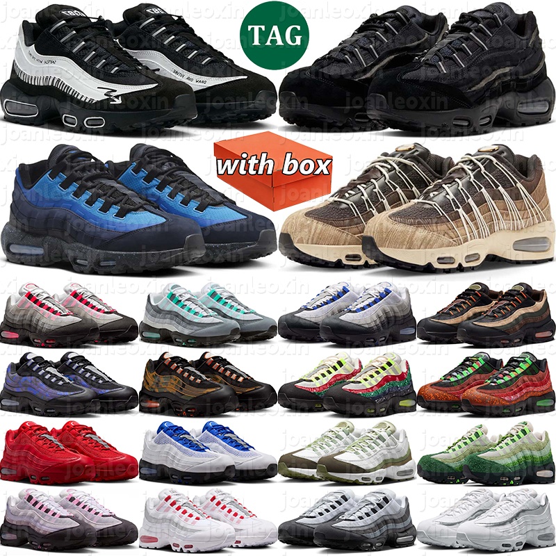 Free shipping With Box Designer 95 Running Shoes Womens 95s Sneakers Mens Trainers Triple Black White Neon Yellow Cool Grey Olive Thick cushion bott