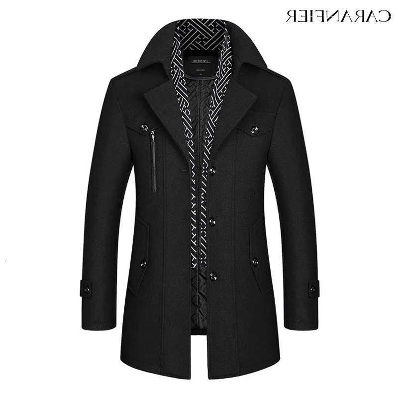 Mens Men's Wool Blends CARANFIER Wool Blend Winter Overcoat Thick Cotton Jackets Male Coats Long Scarf Pea Fashion Outwear EU SIZE D260921