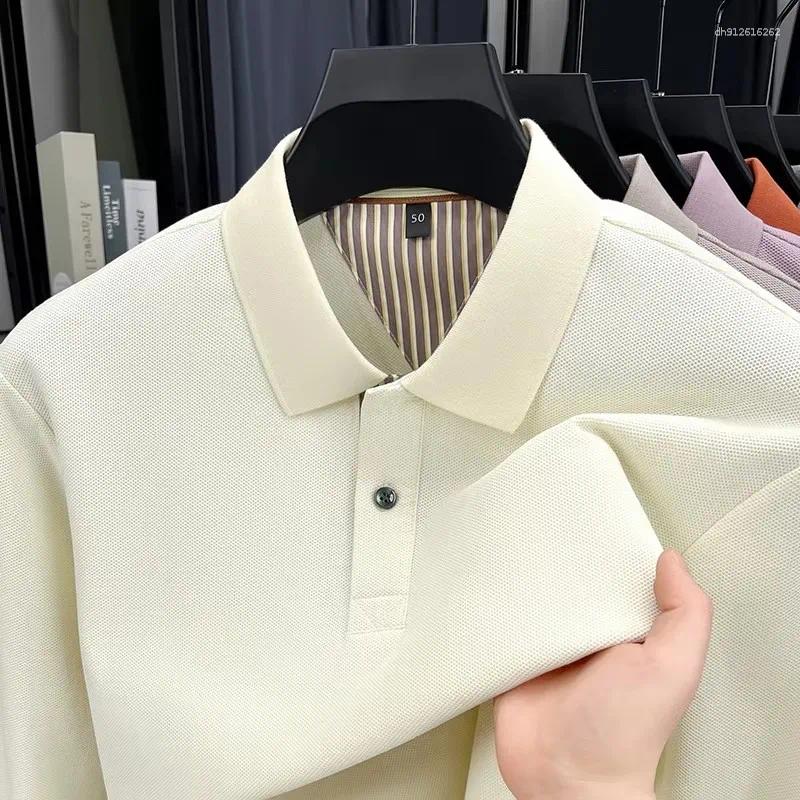 High Quality Cotton Long Sleeve Polo Shirt Men's Casual Versatile Solid Color Fashion Business Spring Autumn T-shirt