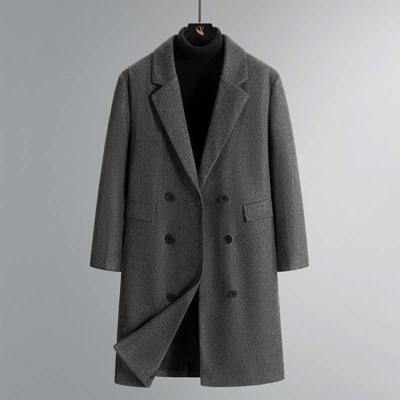 2025 Blends Men's New Wool Men's Knee-Length Wool Blend Overcoat | Korean Style Loose Fit Trench Coat A/W Season | Plus Size Casual Fashio