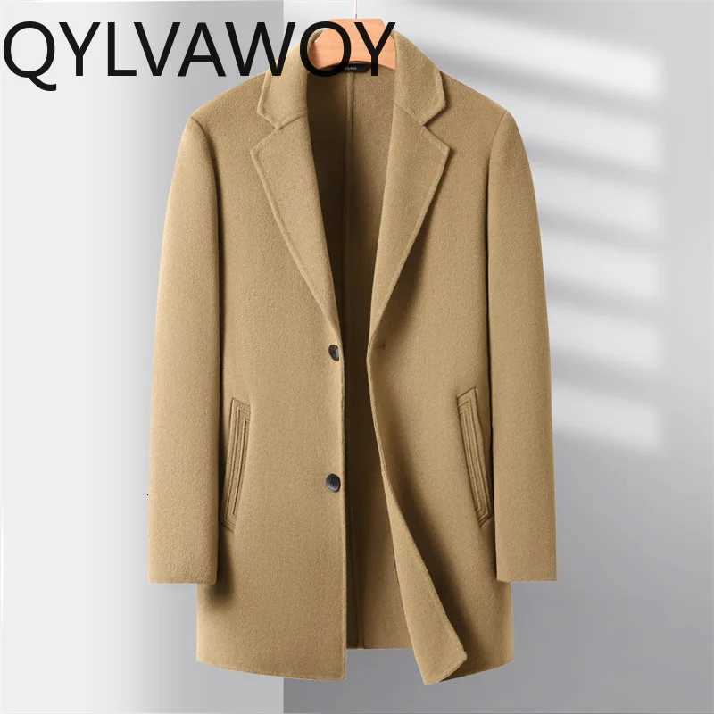 Blends QYLVAWOY 69 8% Men's Sheep Wool for Trench Solid Blazer Chic Man Jacket Winter Korean Coat Men D260921 61