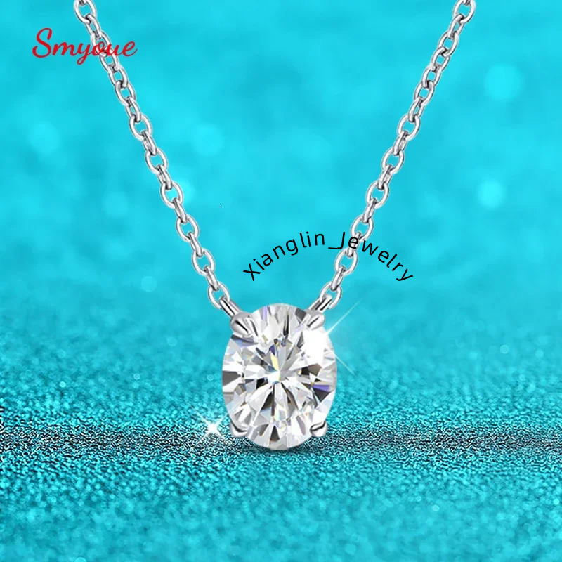 Smyoue 1CT 2CT 3CT Oval Cut Moissanite Necklaces for Women Jewelry 100% Real Silver Chain 925 Pandant Lab Diamond Birthday Gift