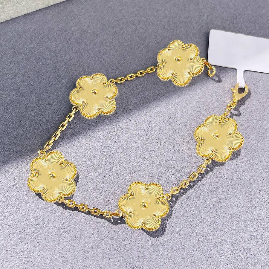 luxury jewelry clover four flower bracelet designer for women made 4 leaf classic natural bezoar red jade five flowers bracelet multi colors gift