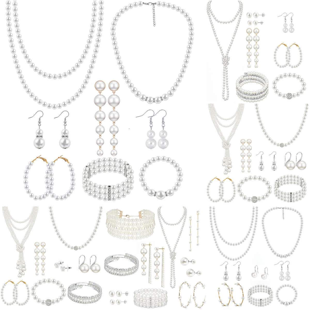 New European and American fashion jewelry, designer multi-layer necklaces, light luxury style high-end pearl necklace sets wholesale