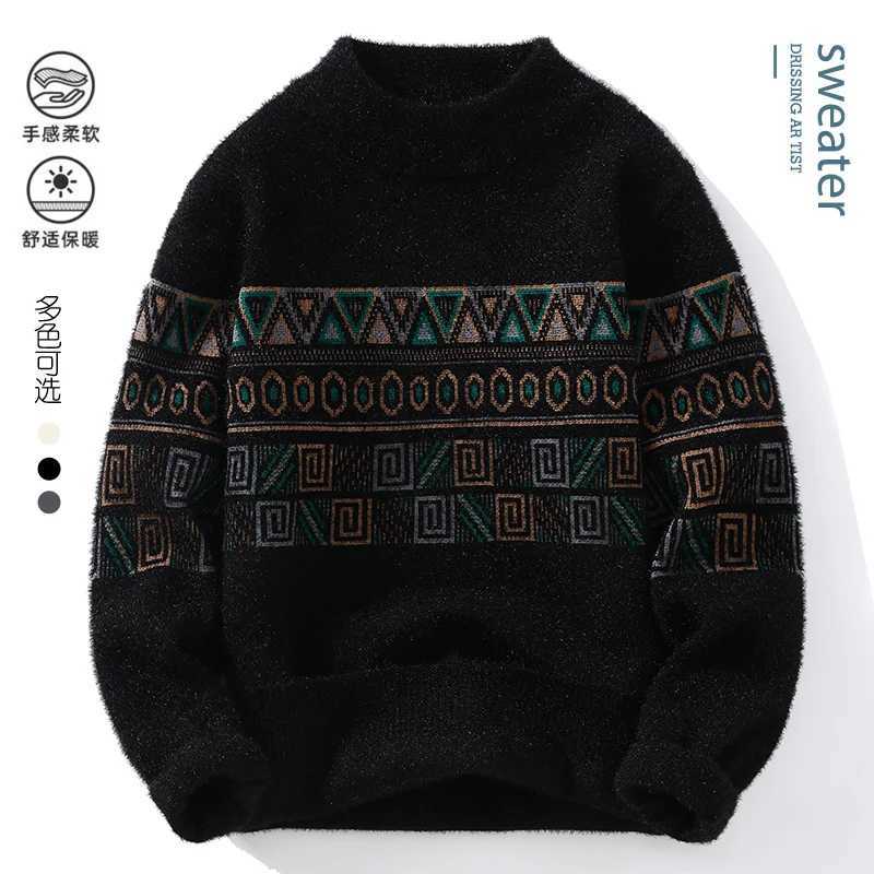 Men's Fashion stripe pattern Sweaters 2024 Autumn/Winter Loose Knittwear Men sweater youth Thick Warm wool pullovers M-4XL Q260921