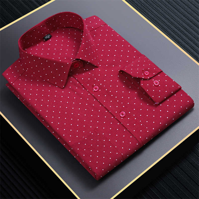 Casual Shirts New in Men's shirt long-sleeve Elasticity shirts for men slim fit formal plain shirt printed casual tops designer clothes oversiz