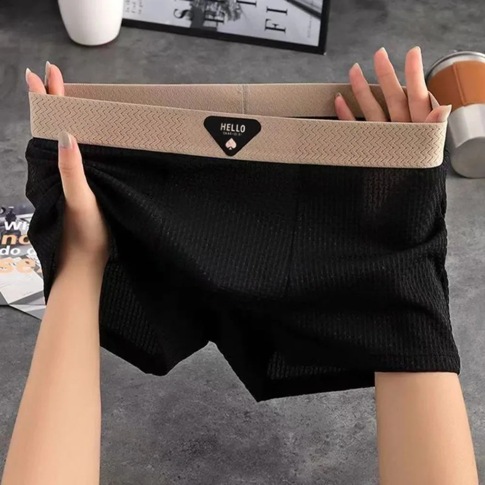 2027 1pcs Men's Shorts Ice Silk Underwear Plus Size Underpants Breathable Sexy Slim Panties Air-conditioned Lingerie Wholesale 260921