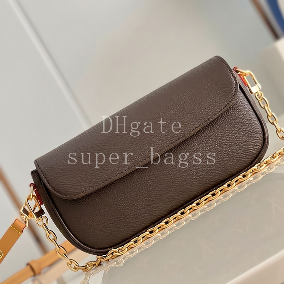 Wallet On Chain Ivy Clutch Handbag 23.5CM Luxury Master Quality Monogram Coated Canvas Designer Shoulder Evening Bag with Gift Box LW01A