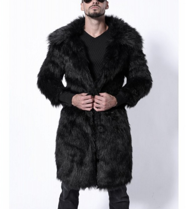 Nuovo europeo e americano per uomo, cappotto in pelliccia di volpe calda di media lunghezza con colletto rovesciato in stile britannico