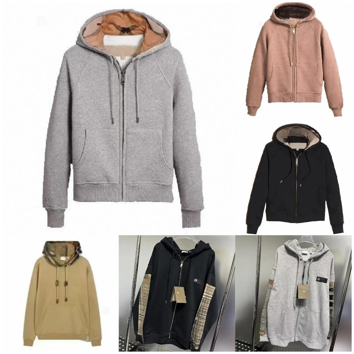 Designer burrrberry Hoodie Mens Winter warm Casual loose mens black versatile simple fashion jacket with spring and autumn zipper cardigan003