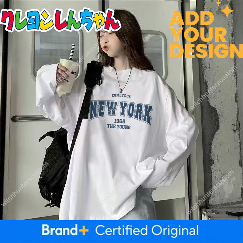 Casual fashionable round-neck Crayon Shin-chan cartoon loose-fit, versatile, simple long-sleeved top men women, suitable for spring and autumn 2024