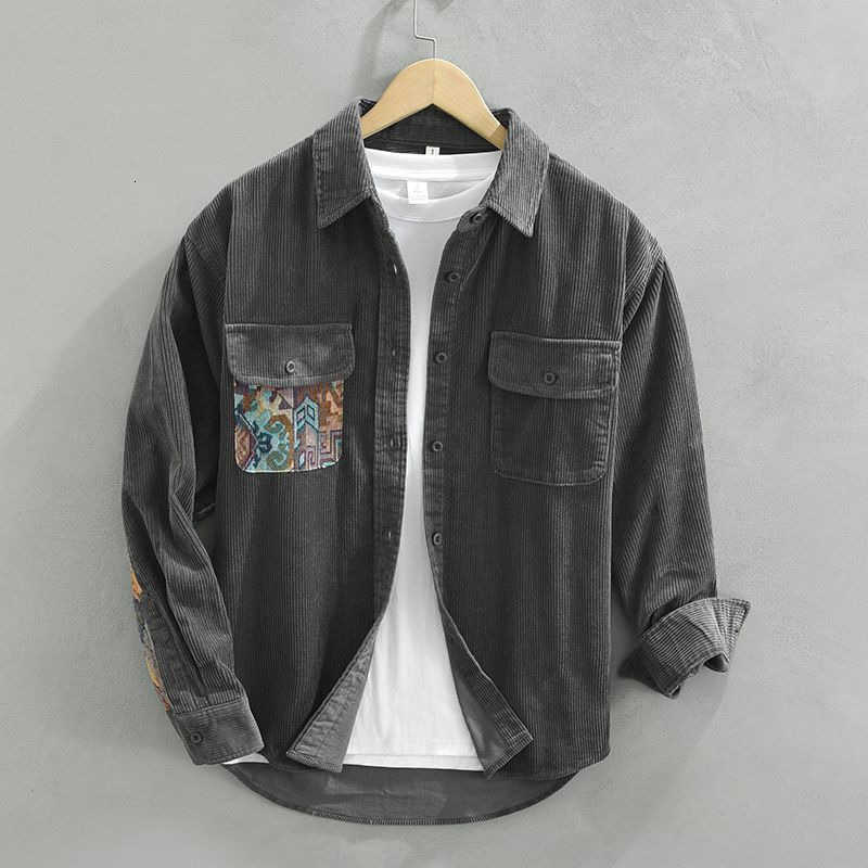 Stylish Shirts Men's Corduroy Casual Long Sleeve Shirt Men Loose Casual Shirt Jacket Top H260921