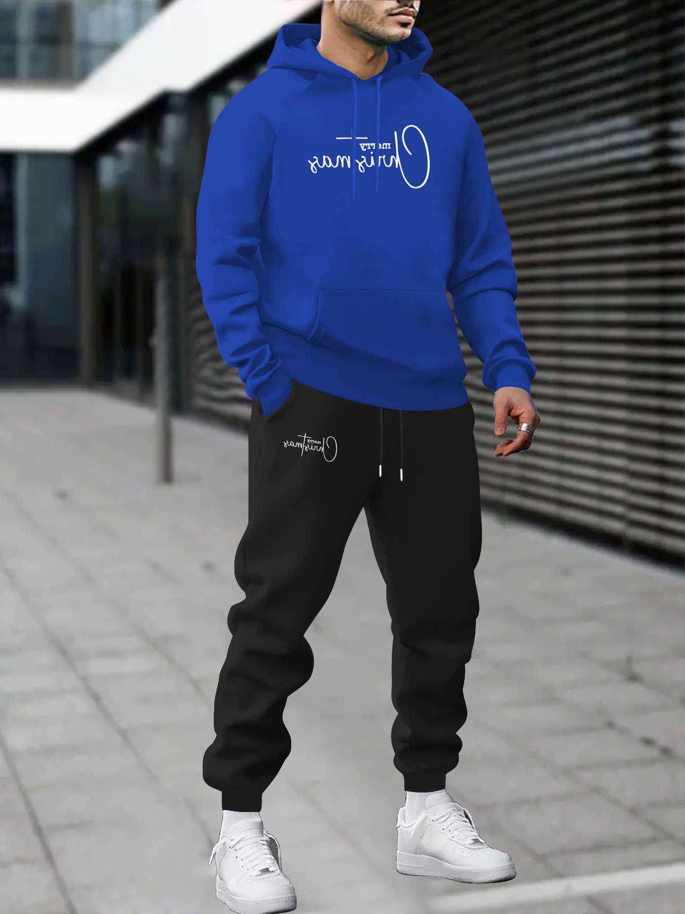 stylish Men's Hoodies Sweatshirts Men's and trendy printed new long-sleeved hooded pullover set two-piece set for casual and fashionable s