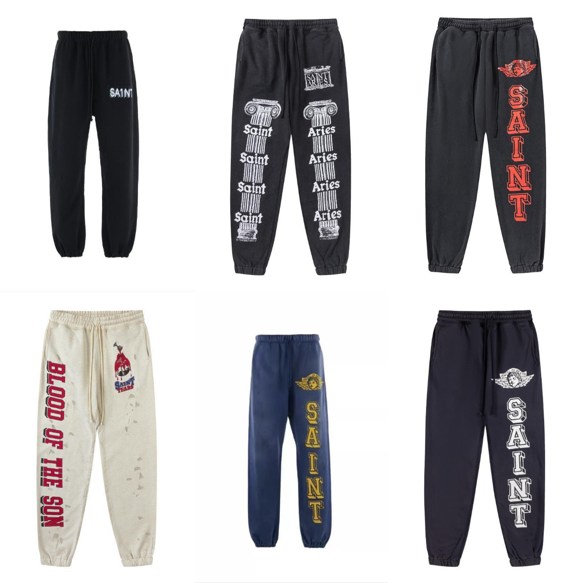 Hiver High Street American Casual Loose Saint Pantalons de survêtement Hommes Femmes Vintage Graffiti Imprimer Cordon Pantalon de jogging Pantalo