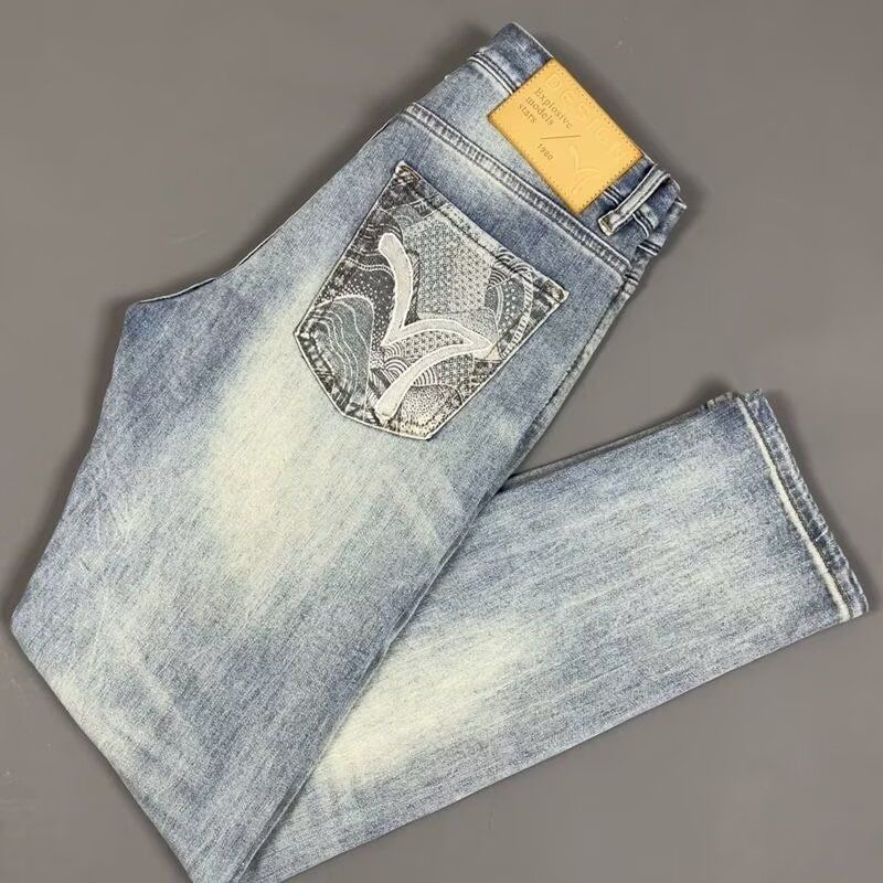designer jeans mens pure black thickfabric tightfitting jeans with a slim design straight silhouette trendy brand multifunctional casual pants