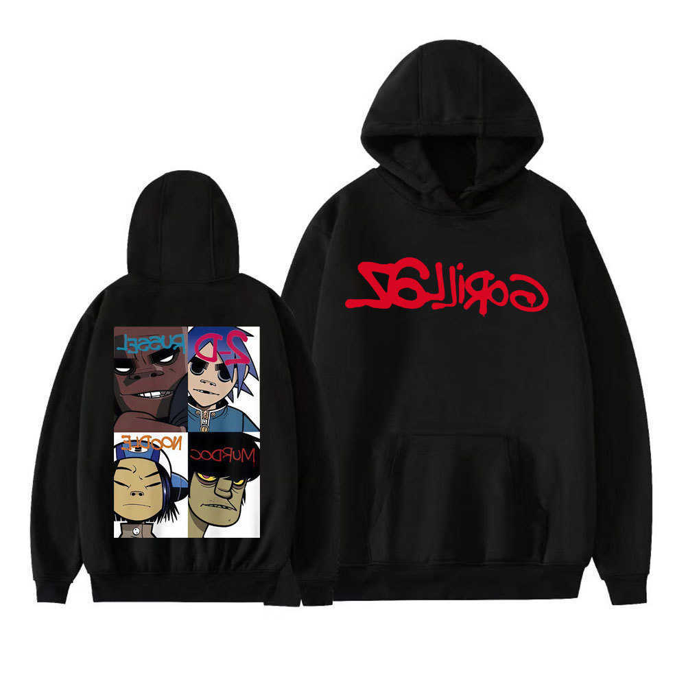 Hoodies Sweatshirts Gorillaz Band Men's Face Arts Graphic Hooded Men Women's Clothing Retro Cartoon Long sleeve Sweatshirt Fashion Casual
