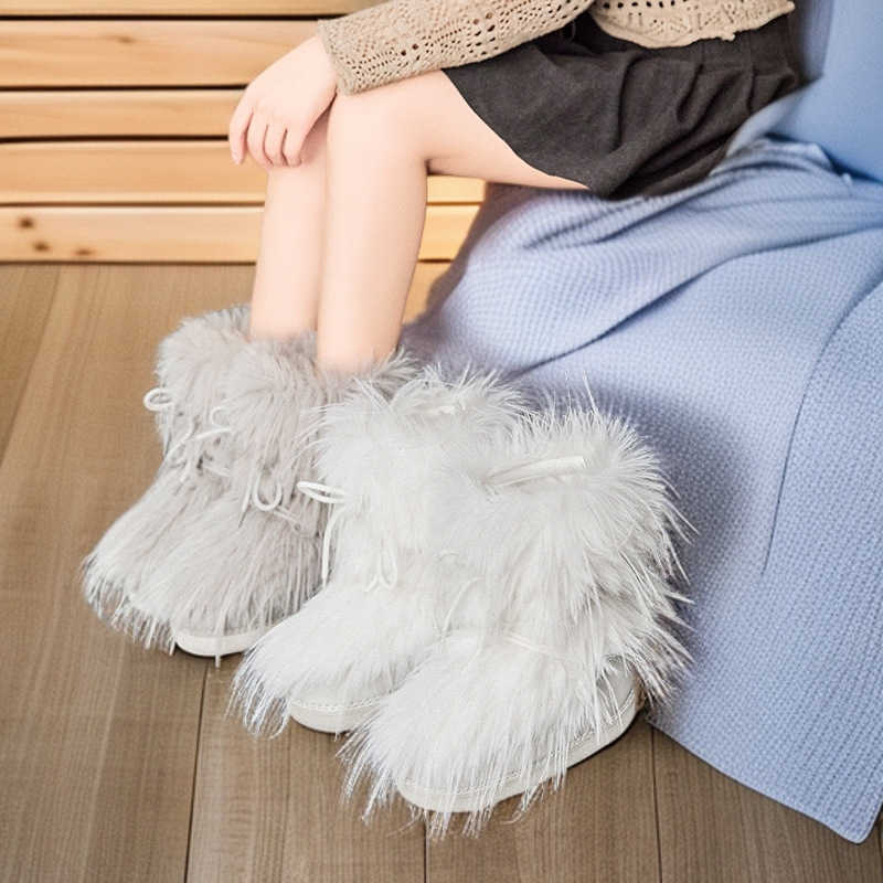 Parent-child 2026 winter space boots fluffy moon boots thick-soled snow boots women's fleece-lined cotton shoes versatile style L26921