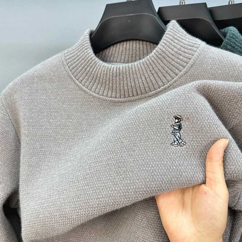 Luxury brand men's round neck knitted sweater fashion cartoon embroidery comfort warm plush autumn winter casual pullover Q260921