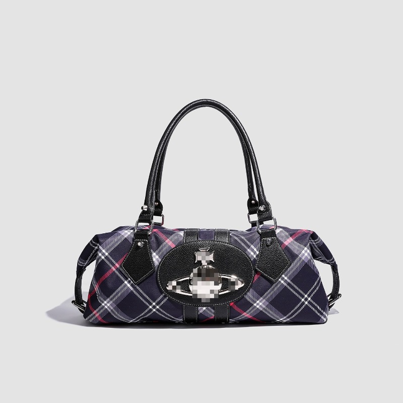Evening Bags Bowling Bag Vintage Saturn Plaid Shoulder Bag Large Capacity Commuter Tote Bag