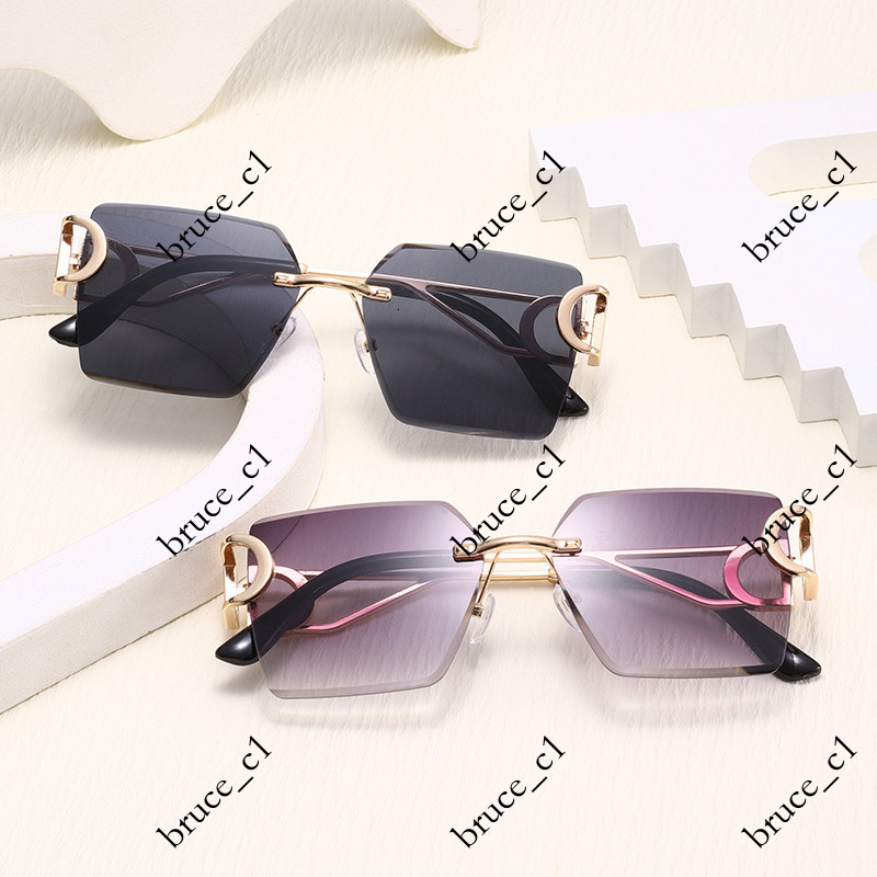 New stylish rimless cat-eye sunglasses, high-end unique accessory men, perfect street style photography, a popular choice for European and American