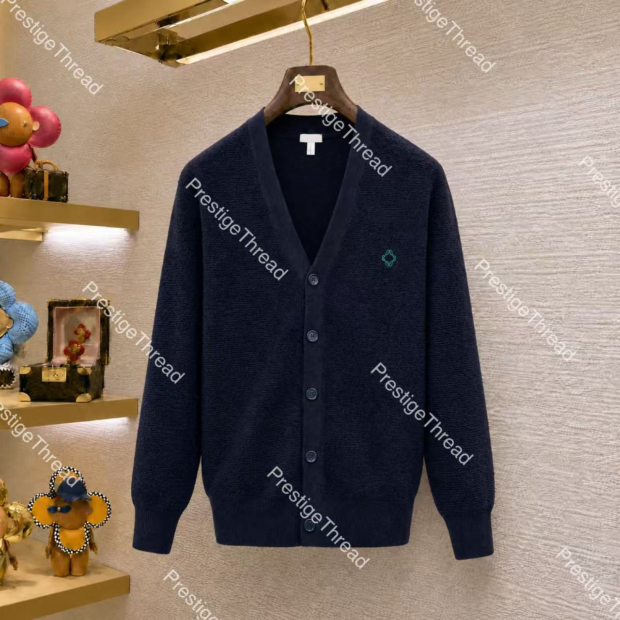 Designer Men's Sweaters 2026 New Men's Cardigan Sweater Embroidered Cardigan Navy Blue Sweater Jacket