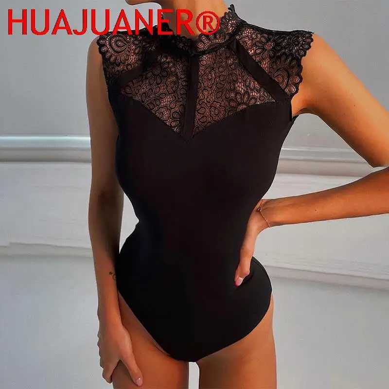 Women Sexy Black Lace Bodysuits Rompers Slveless Slinky New Fashion Bodycon Wrap Bodysuit L260921XRBQ