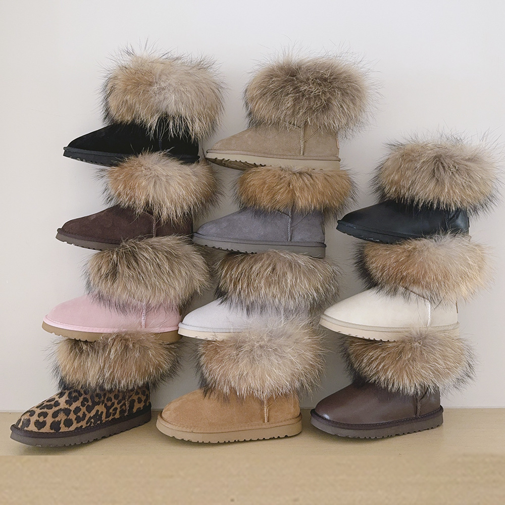 New Girl's Real Australia High-quality girls warm snow boots Teenage Students Winter Fur boots Sheepskin Shearling Women's Boot Winter Mul