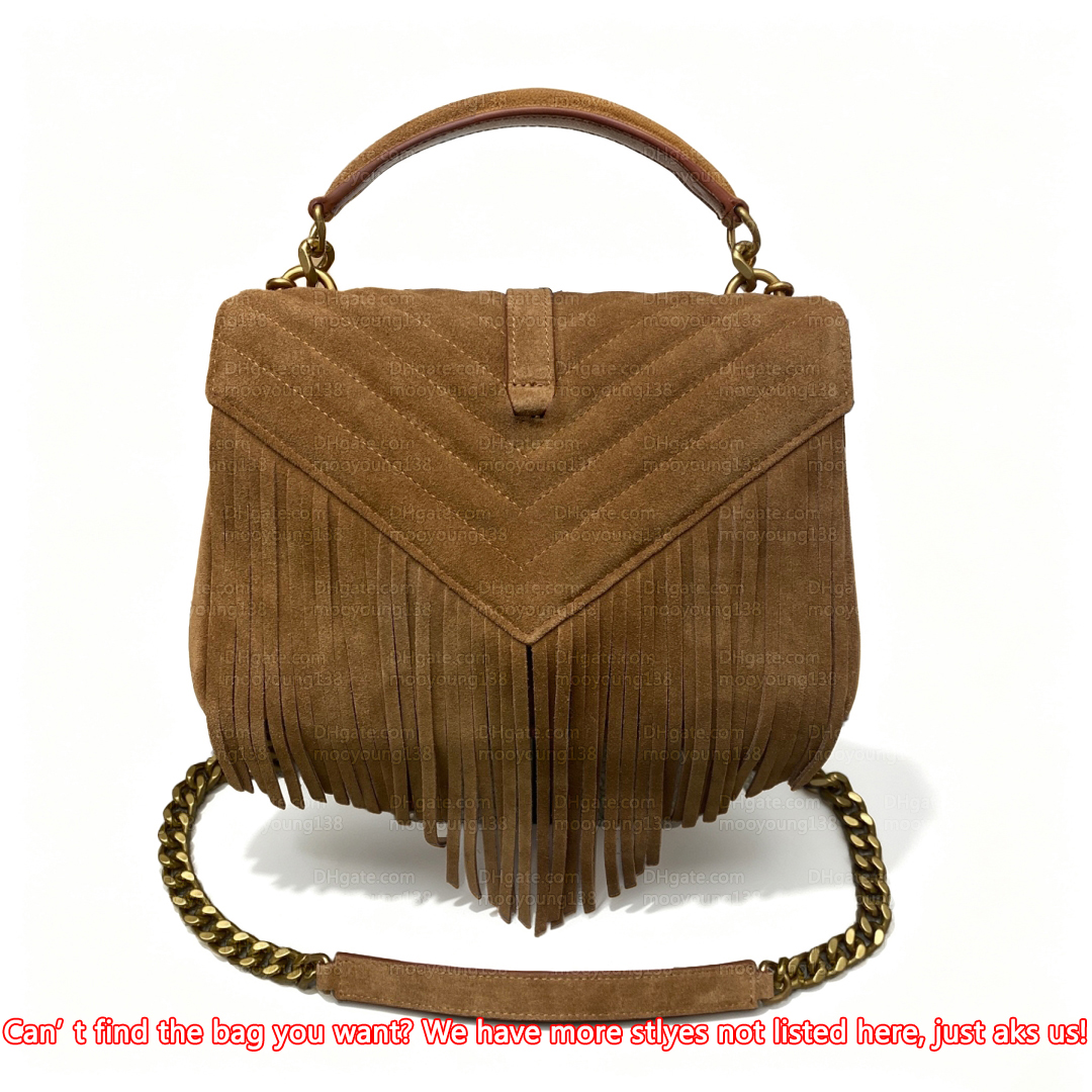 12A Premium Mirror Quality Designer Suede Bags Luxury Tassel Bags for Women Genuine Leather Handbags Brown Shoulder Chain Bag Crossbody Purse with B