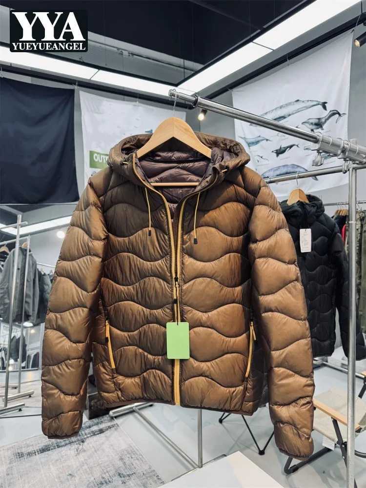 Winter Mens Down Coat Hooded Warm Casual Outerwear Long Sve Solid Color Unisex Outside Waterproof High Street Mens Jacket Q260921
