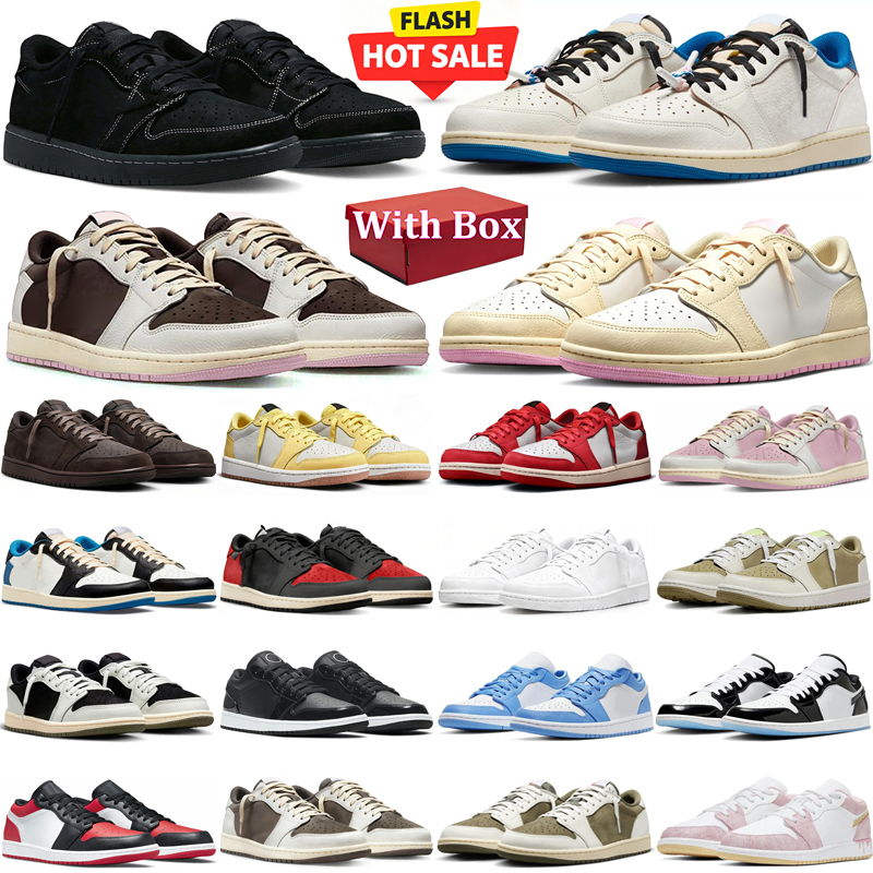 travi scott low 1 scarpe da basket firmate 1 1s basse scarpe da ginnastica da uomo scarpe da ginnastica da donna punta nera neutra oliva cento scava
