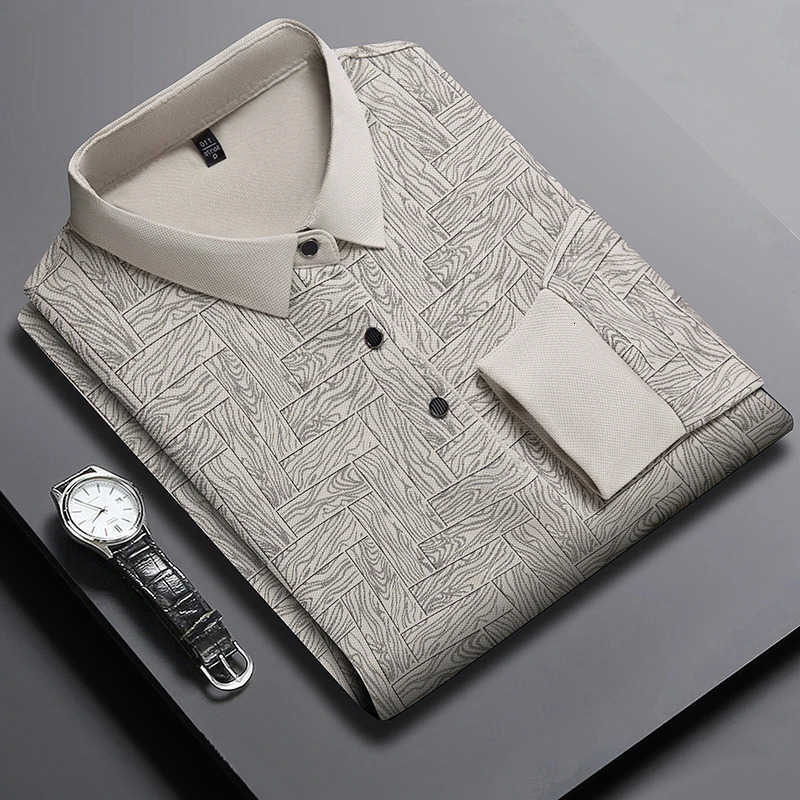 Men's Men's Casual Shirts New Business Casual Long Sleeved Shirt Solid Color Polo Shirt Fashionable Breathable Comfortable Versatile Top H