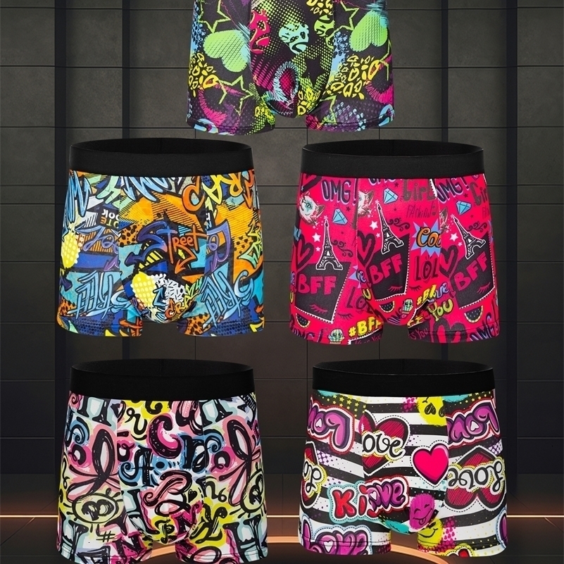 5Pack Fashionable Mens Boxer Shorts Comfortable Soft Fashionable Printed Casual and Versatile Mens Underwear a260920