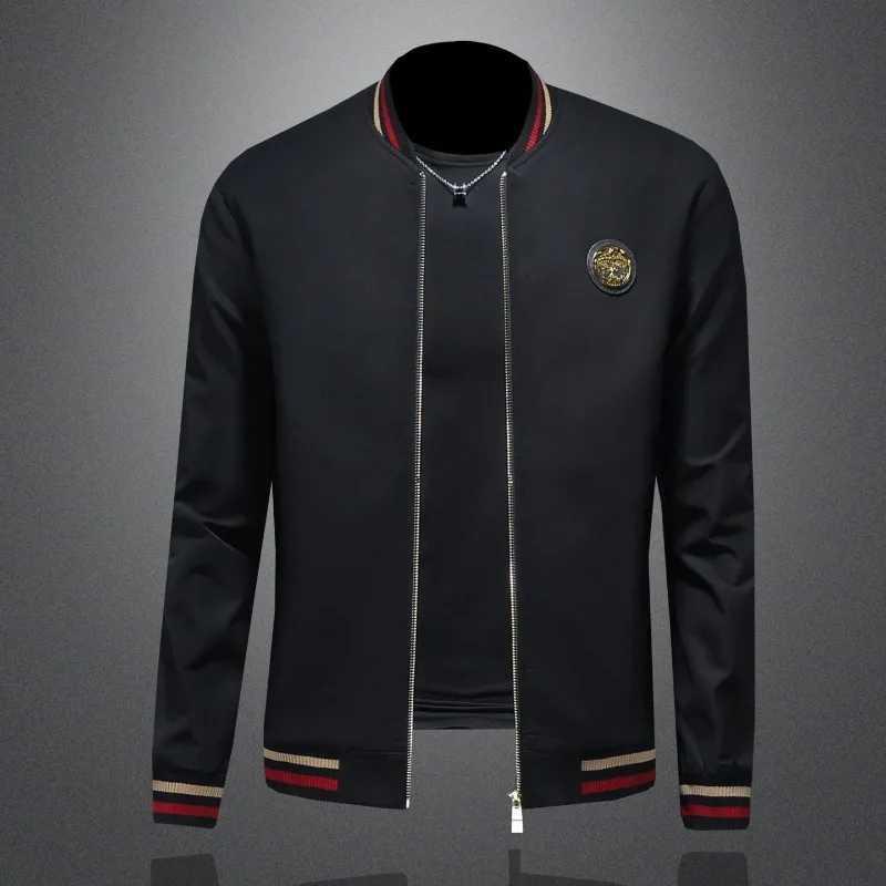 Minglu Stand Collar Autumn Winter Men's Jackets Embroidery Solid Color Zipper Male Coats Man Outerwear Plus Size 5XL Q260921