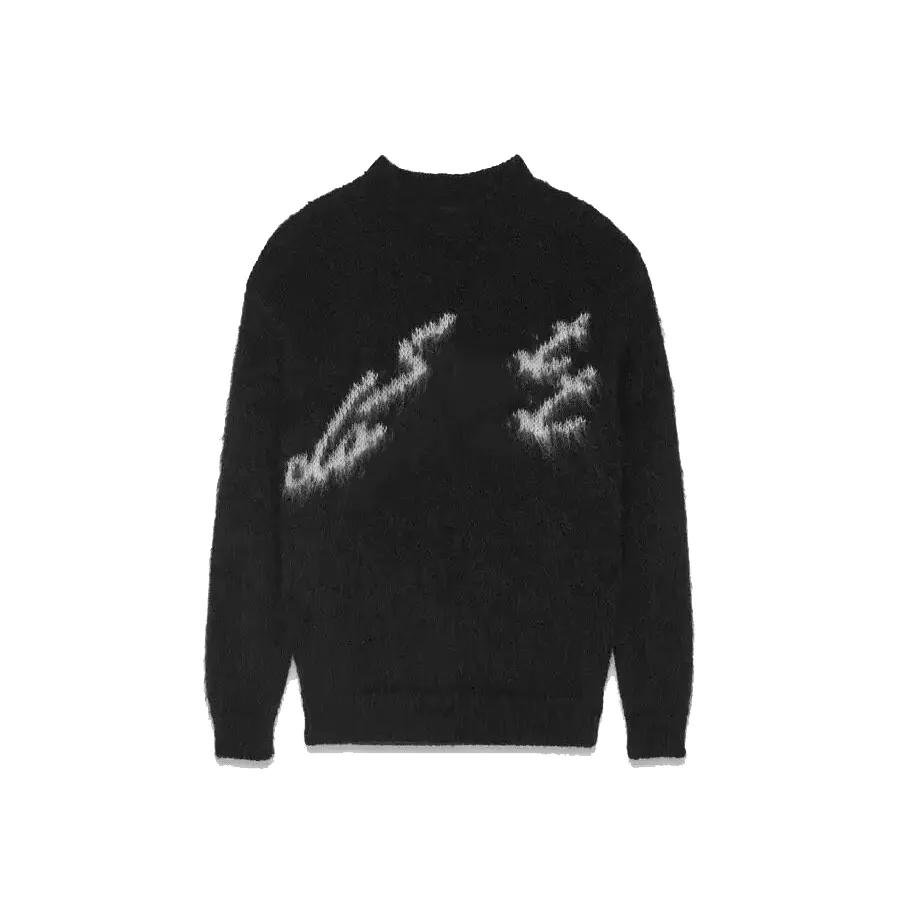 Designer Women's Sweaters Mohair Black Knitted Sweater Luxury Round Neck Pullover Comfortable Warm Sweater Women Men