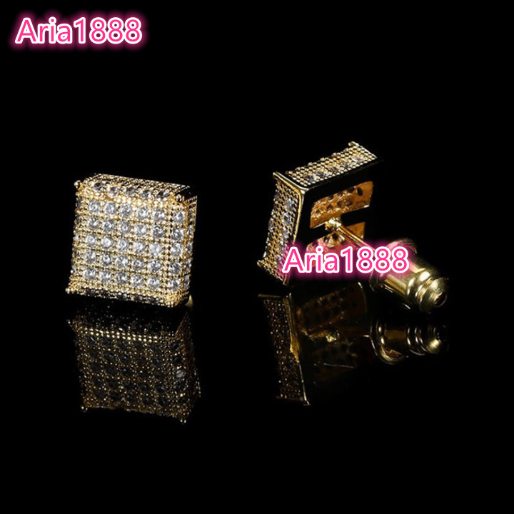 Stud Earrings Vvs Moissanite Hot Sale Fine Wholesale Thick Square 925 Sterling Silver Handmade Third Party Appraisal Hip Hop