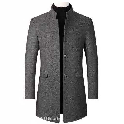 Autumn Men's Wool Blends 2025 Winter New Fashion Men's Casual Trendy Solid Color Elegant Stand Collar Single-breasted Wool Coats Male Clot