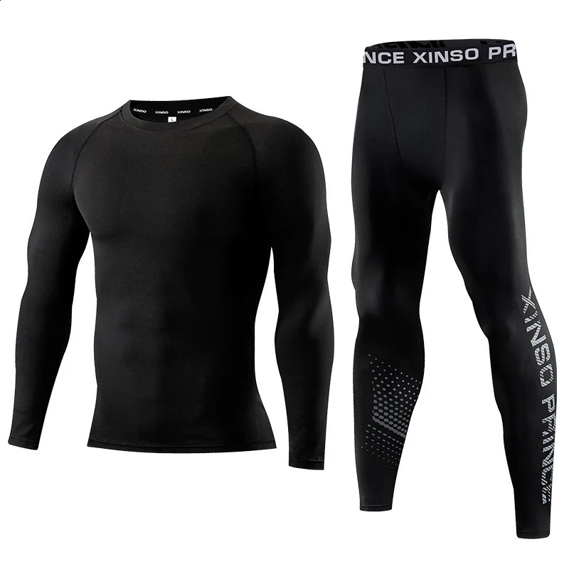 2PCS Mens Compression Sportswear Set Long Sleeve Top Pants Gym Workout Fitness Running Jogging Yoga Training Clothing Suit 260920